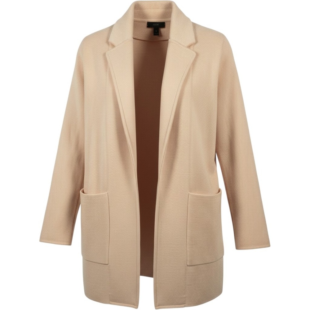 J.Crew Sweater Blazer Women M Peach Juliette Open Front Merino Wool Cotton Knit